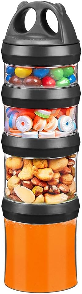 BeneLabel Stackable Food Storage Containers with Twist Lock System - BPA-Free Tritan Containers for Travel, Formula, Protein Powder, Snacks - Leakproof & Dishwasher Safe - 31 oz (Black)