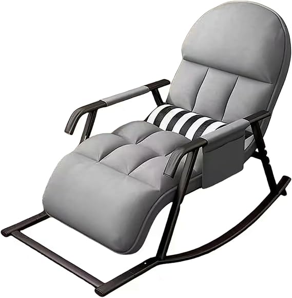 Rocking Chair Living Room Rocking Chair with Comfortable Padded Seat Adjustable Rocking Chair Rocking Chairs for Balcony Living Room Bedroom (Grey)