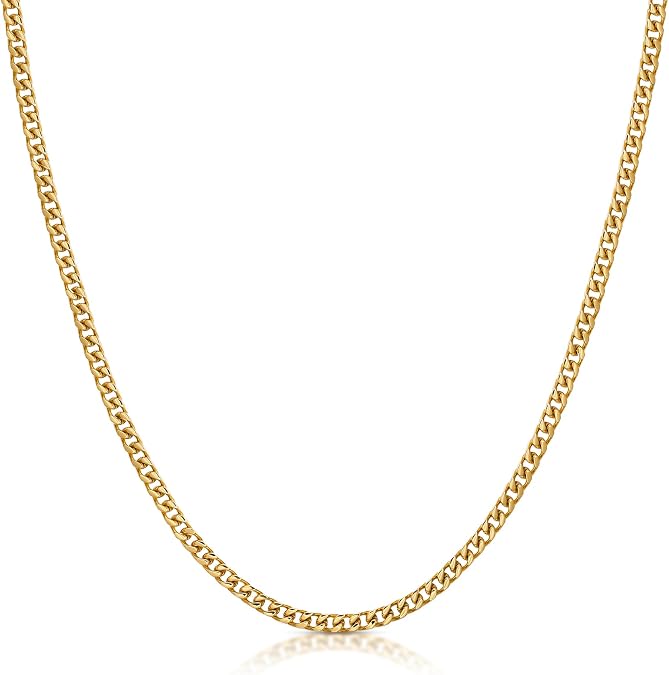 Elegatto Cuban Chain Premium 18K Gold Plated Necklace for Men | Polished Gold-Plated Stainless Steel Cuban Link Chain | Mens Designer Jewelry