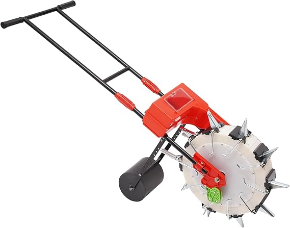 Manual Seeder 10 Nozzles Hand-Push Garden Seeder, High Precision Garden Push Seeder Machine Adjustable Depth 1.38-3.07in, Roller Seeding and Fertilizer Applicator Peanut Corn Bean Planter (10 Nozzles)