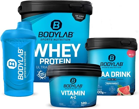 Bodylab24 Megadeal Protein BCAA and Vitamins Whey Protein BCAA Drink and Vitamin A-Z for Weight Sports and Fitness Can Support Building and Maintain Muscle Mass Vanilla