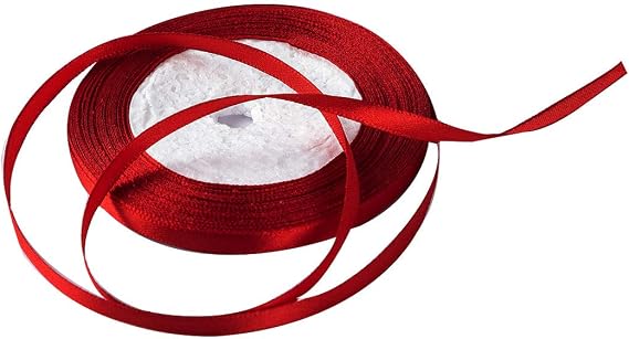 Solid Color Satin Ribbon 1/4",25yds (Dark red)