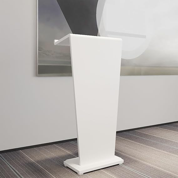 Podium Stand Solid Wood Hostess Stand with Wheels, Portable Podium Stand Reception Desk Lectern Podium, Pulpits for Churches, Heavy Duty Lectern Pulpit Desk for Classrooms/Office/Conference/Auditorium