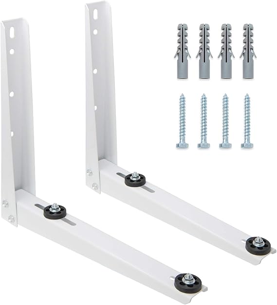 Air Conditioner Support Brackets (2 Pcs, 17.7" x 15.4") Window AC Bracket Stand for Mounting Outdoor AC Unit (12-18,000 BTU, 117 KG Max Weight) Weather Proof Shelf to Protect from Dirt and Vandalism