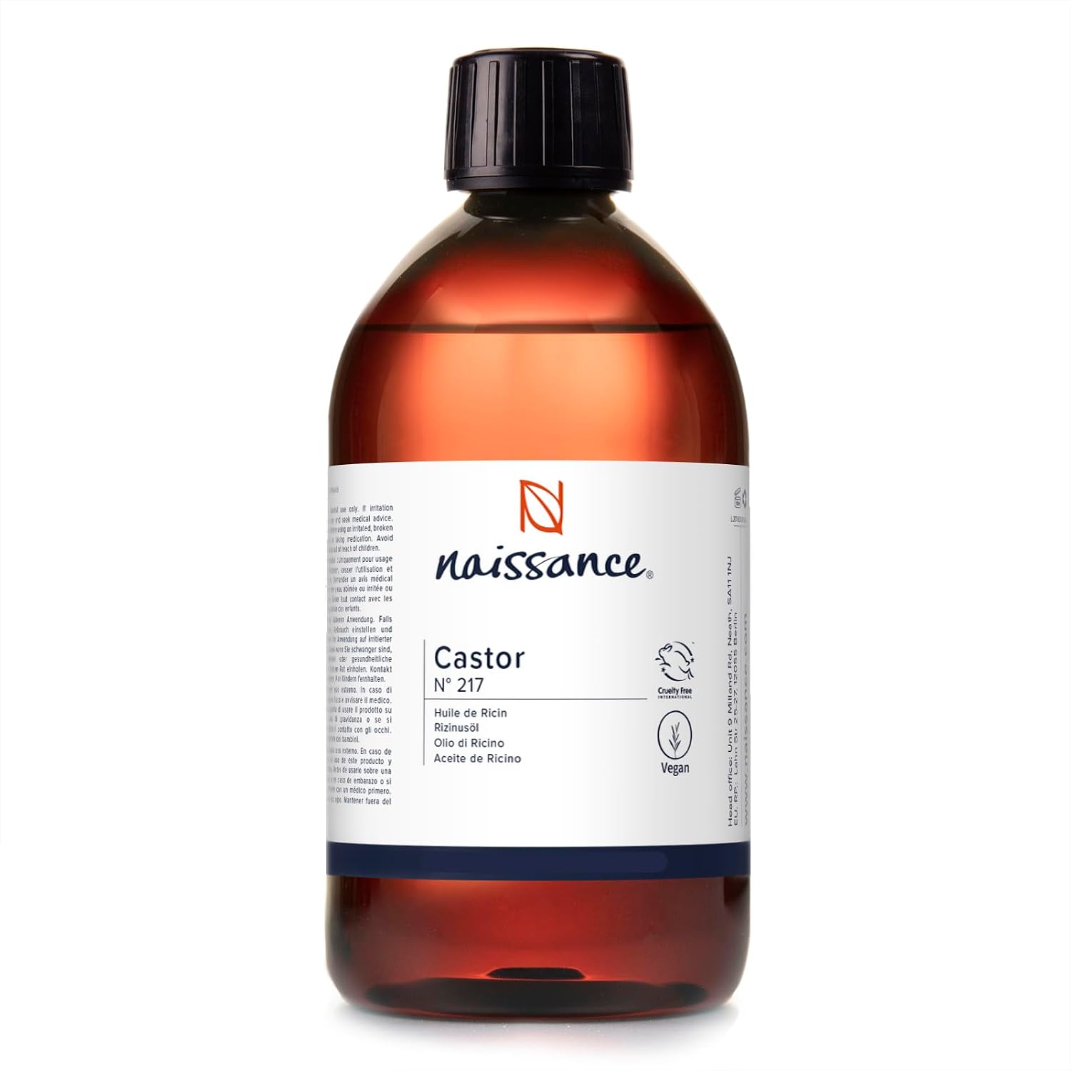 Naissance Cold-Pressed Castor Oil (No. 217) 100 ml Pure Natural Vegan Hexane-Free GM Free Oil Nourishes and Hydrates for the Hair Eyelashes and Eyebrows