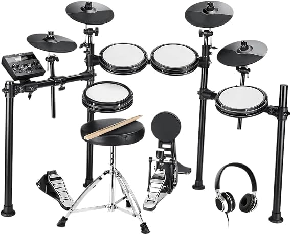 Electric Drum Kit With Quiet Mesh Drum Pads 2 Cymbals W/Choke 31 Kits And 450 Sounds 50 Demo Songs Beginners Electronic drums
