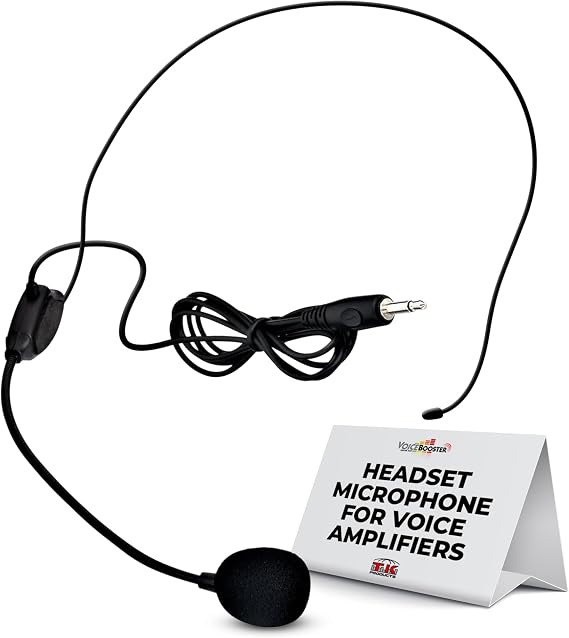 Voicebooster Headset Microphone Adjustable Boom Mic with Feedback Control