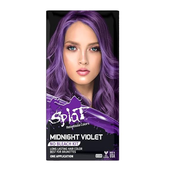 Splat Midnight Violet Semi Permanent Hair Dye Kit for Blondes, 1 Application, Includes Deep Reconstructor Conditioner, Lasts 30 Washes, No Bleach Required, Vegan & Cruelty Free Hair Color