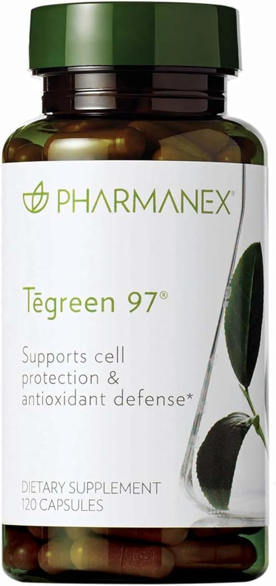 Nu Skin Pharmanex Tegreen 97 | Supports Cell Protection | 120 Capsules | 99.5% caffeine-free green tea with 97% polyphenols | Daily antioxidant formula for general wellness