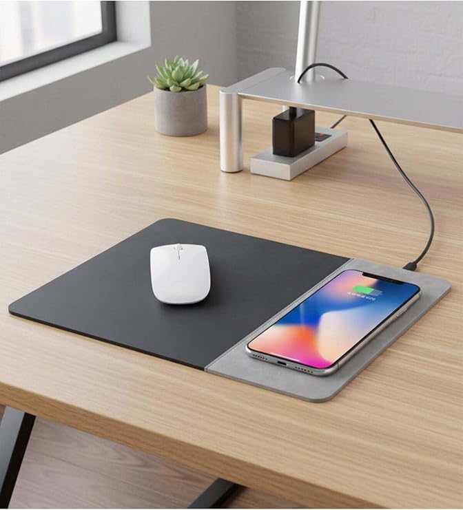 Wireless Şarj Mouse Pad, Gri
