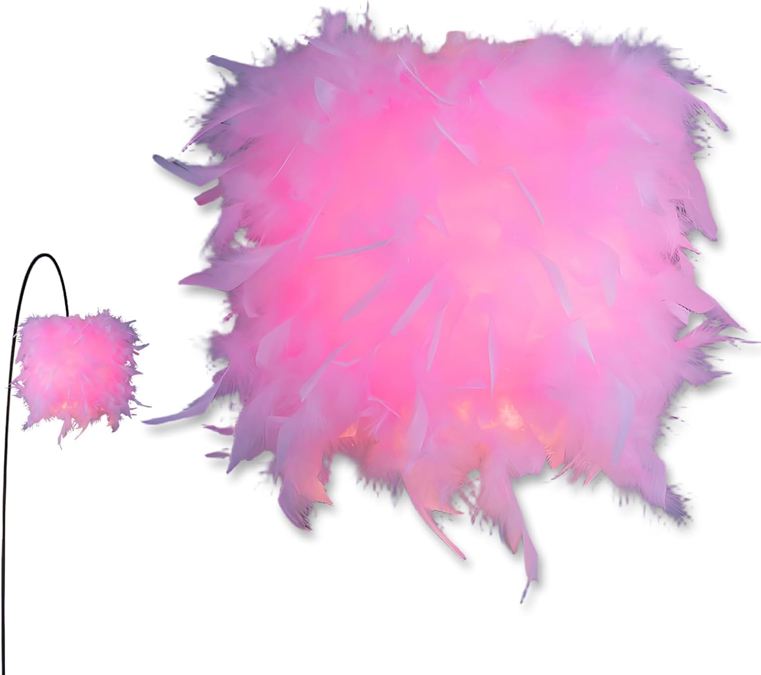 Pink Feather Lampshade, Feather Light Shade Ceiling, Lamp Shades for Table Lamps, Girls Lampshade for Bedroom Light Shades with 20 Lnner Diameter 30 Total Diameter