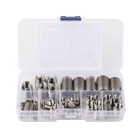 50 Pcs Threaded Inserts, Stainless Steel Inner Thread, self Tapping Insert Set with Storage Box, M3/M4/M5/M6/M8/M10/M12/M14/M16