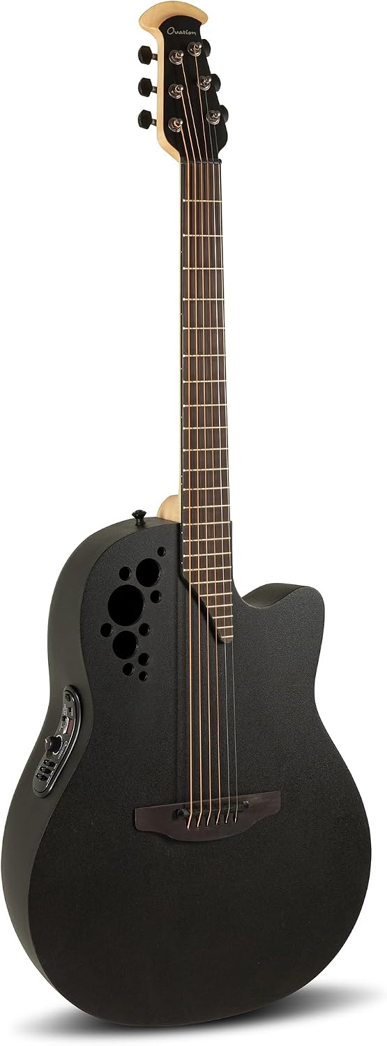 Ovation Pro Series Elite 2078TX Deep Contour Electric Acoustic Guitar - Solid A-Grade Sitka Spruce Top - Lyrachord Body - Adamas Nuova Coated Strings - Black Textured - 2078TX-5-G