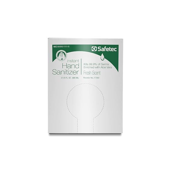 Safetec 800mL Hand Sanitizer Manual Dispenser Bag in Box Refill (Fresh Scent)