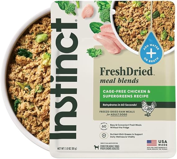 Instinct Freeze Dried Meal Blends, Chicken & SuperGreens Blend, 3 oz. Bag