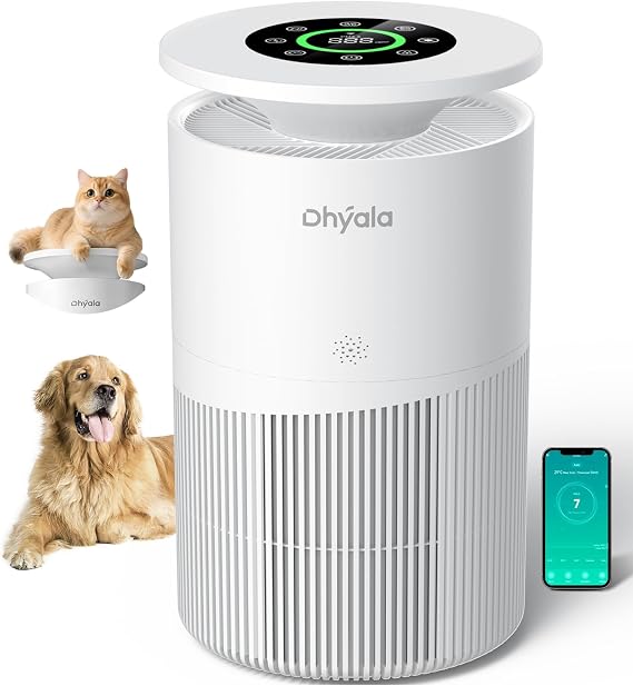 Air Purifier for Home Large Room up to 3620Ft2, H13 True HEPA Air Purifiers for Home Pet Hair Dander Odor Pollen, Air Cleaner with Smart WiFi, 360 Air Intake, Auto Mode, Pet Lock, 22dB Quiet