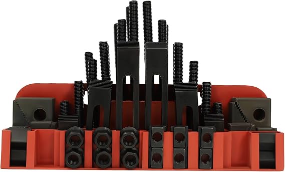 58Pcs T-Slot Clamping Kit,Mill Machinist Set, M12 Clamping Kit, Hardened Combined Press Plate for CNC Lathe Mill Metal Cutting Machine Mold Tool