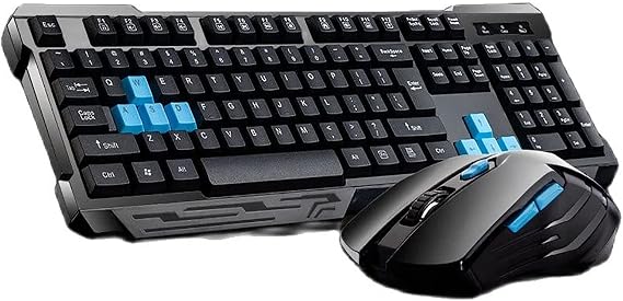 Wireless Keyboard and Mouse Combo, 2.4GHz Cordless USB Computer Keyboard Ergonomic Multimedia and Wireless Optical Mice Set for Home Office Study Gaming Use (Black)