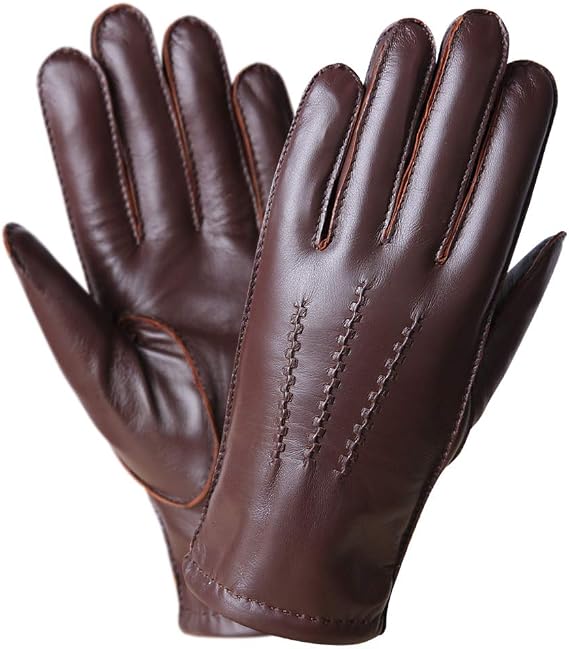 WARMEN Winter Leather Gloves for Men Cold Weather Handsewn Driving Touchscreen Black