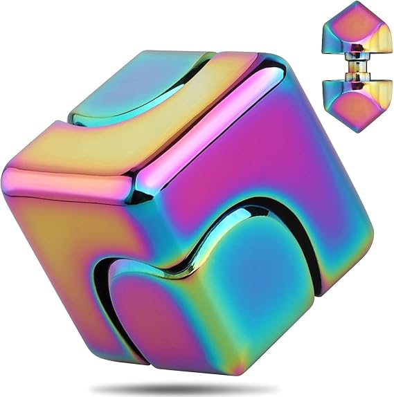 Fidget Cube, Spinner for Adults, Gadgets Desk Office Toys, Sensory Leisure Stress Relief Tabletop Toy - Gift for Kids/Girls/Teens and Men - Rainbow