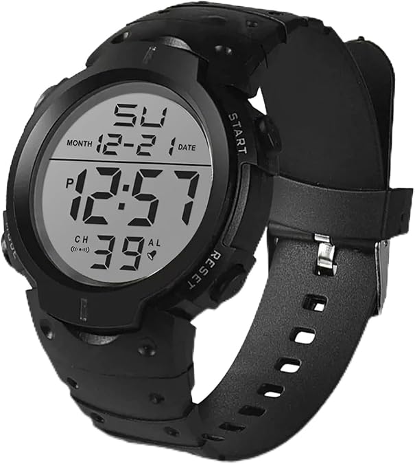 Digital Sports Watch for Men and Women, Large LED Backlight Screen Wristwatch, Waterproof Alarm Date Display Watches for Swimming Running Outdoor Activities
