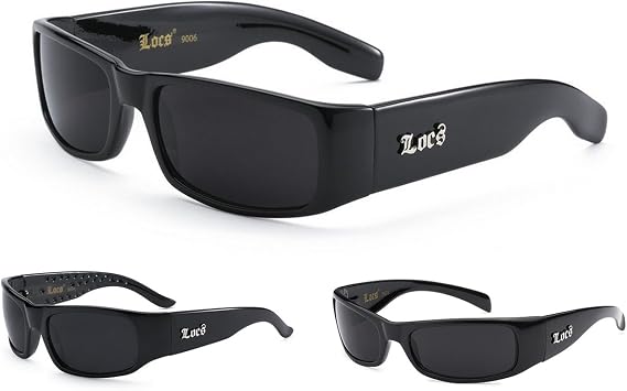 3 Pack Locs Mens Black Hardcore Shades Dark Lens Gangster Sunglasses, Large