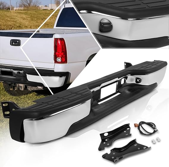 PM PERFORMOTOR Chrome Rear Step Bumper for 99-06 Silverado Sierra 1500 2500