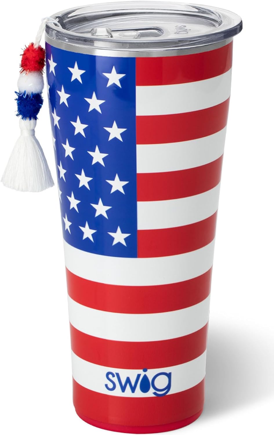 Swig Life 32oz Insulated Tumbler, Travel Coffee Tumbler with Lid, Cup Holder Friendly Travel Coffee Mug, Stainless Steel Thermos, 32 oz Tumbler, Reusable Insulated Coffee Mug with Lid All American