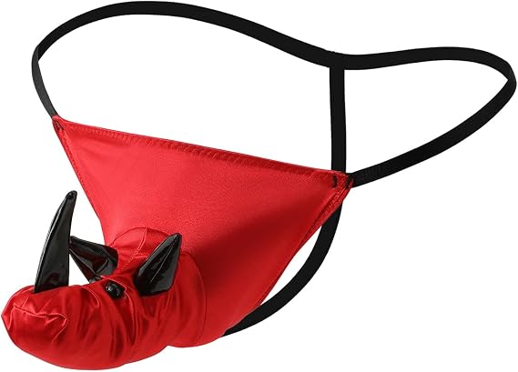 Men Lingerie String Gag gift Animal Rhinoceros Thong Trunk Underwear Funny Sexy Novelty Thongs Red