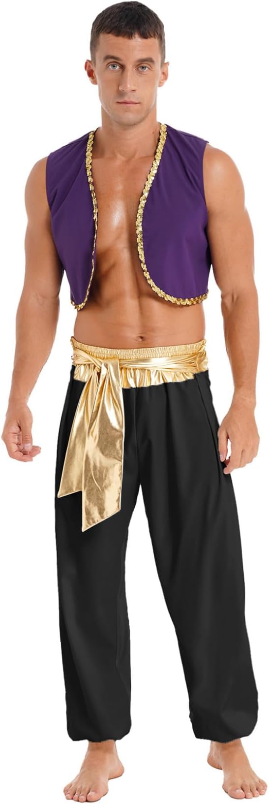 Men's Arabian Prince Costume Vest with Pants 2pcs Halloween Outfits