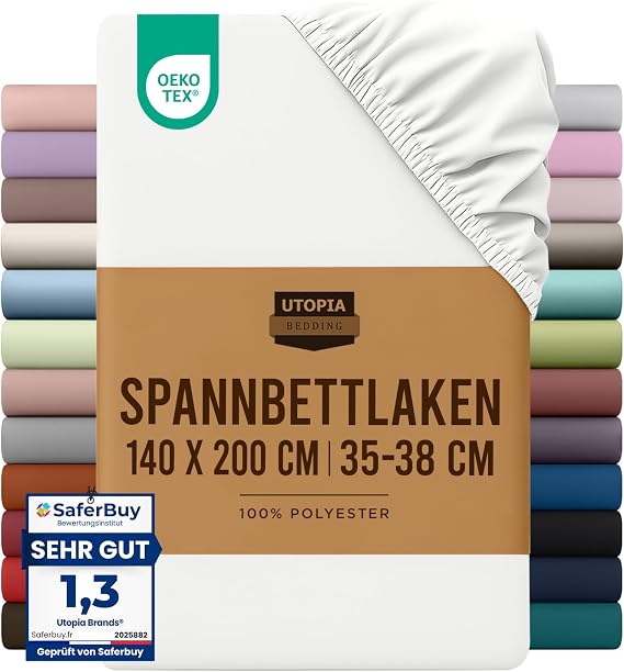 Utopia Bedding - Fitted Sheet 140 x 200 cm - White