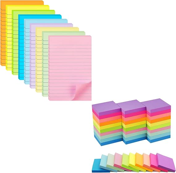 9 Pack Lined Sticky Notes 4X6 in and 40 Pads Small Sticky Notes 1.5x2 in