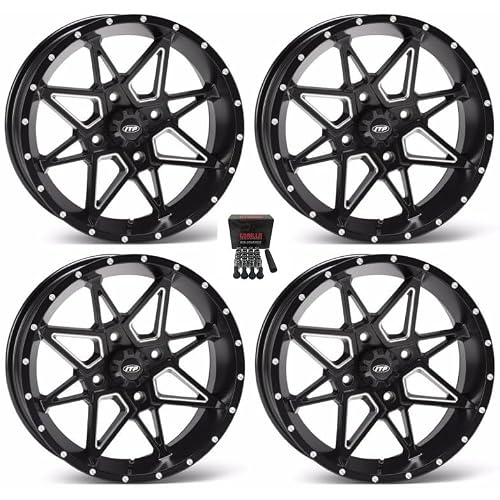 ITP Tornado ATV WheelsRims MilledBlack 14 Rincon Rhino Brute Force Suzuki KingQuad