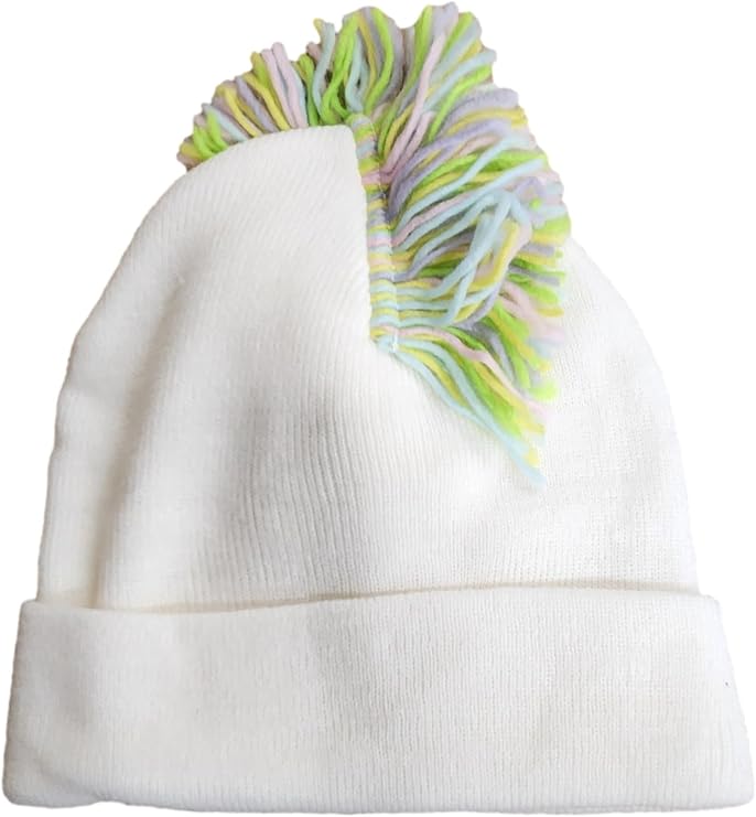 Womens & Mens Neon Rainbow Pastel Mohawk Mane Hat Knit Stocking Cap 2 Way Beanie