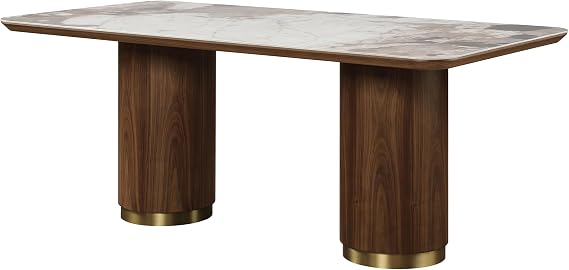 Acme Willene 71" Dining Table with Ceramic Top in Walnut