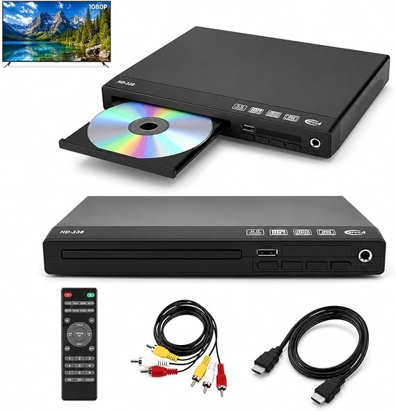 DVD/CD Player for TV, All Region Free HDMI DVD Player with HDMI/AV Output