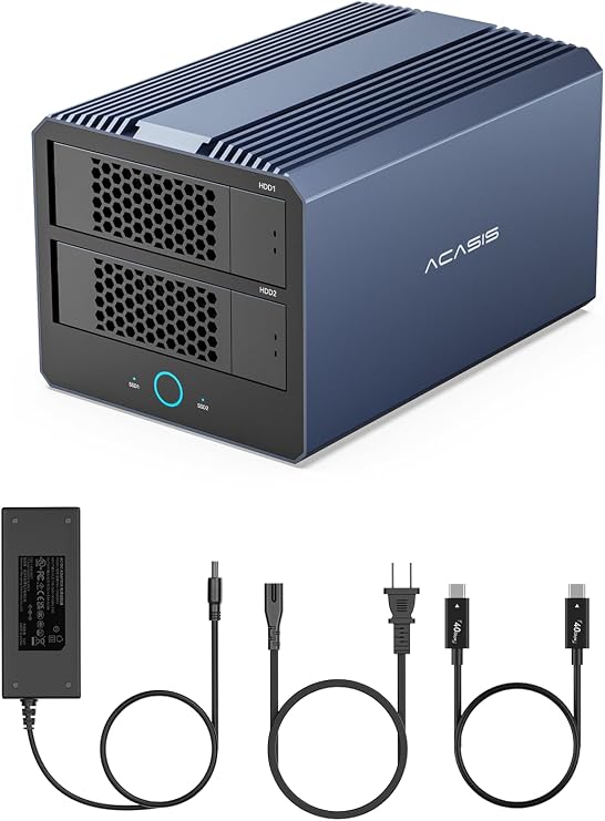 ACASIS 40 Gbps 4 Yuvalı Sabit Sürücü Muhafazası, 3,5/2,5 inç SATA HDD/SSD+Dual-Bay NVMe Muhafazası için Çift Bölmeli HDD Muhafazalı RAID Muhafazası, USB4 Sabit Sürücü Yuvası USB4, Thunderbolt 3/4/5
