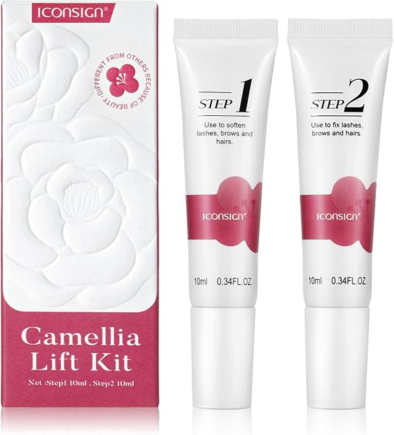 ICONSIGN Lash Perming & Fixation Kit with Camellia Extract with Hypoallergenic, High-Capacity Perm Lotion for Salon-Quality Results at Home