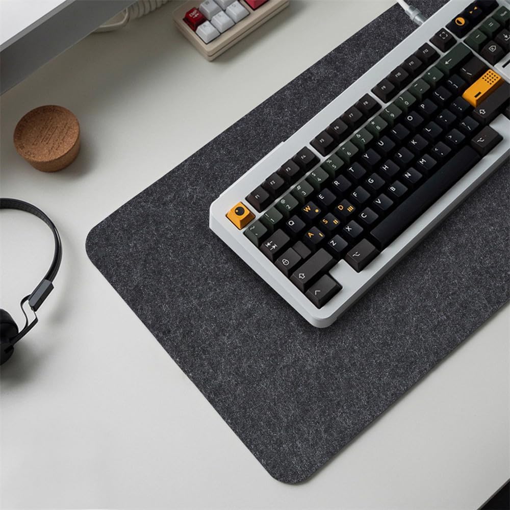 Surwin Gaming Mouse Pad, Large Computer Mouse Pad, Gaming Mouse Mat with Anti-Slip Base, Felt Desk Mats Long Mousepad for Keyboard Laptop Home Office Table Work (Dark grey,300x240mm)