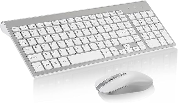 cimetech EasyTyping KF10 Wireless Keyboard and Mouse Combo, [Silent Scissor Switch Keys][Labor-Saving Keys] Ultra Slim Wireless Computer Keyboard and Mouse, Easy Setup for PC/Laptop/Windows - Silver
