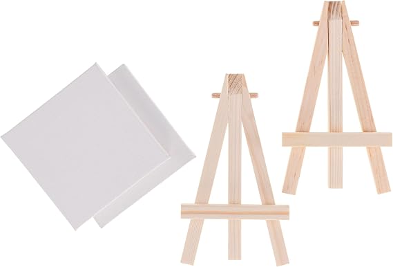 Party Pack Mini Canvases with Easel, 4 Pieces, for Beginner Artists, Ideal for Fine Art, Craft, Home Decorating, and More