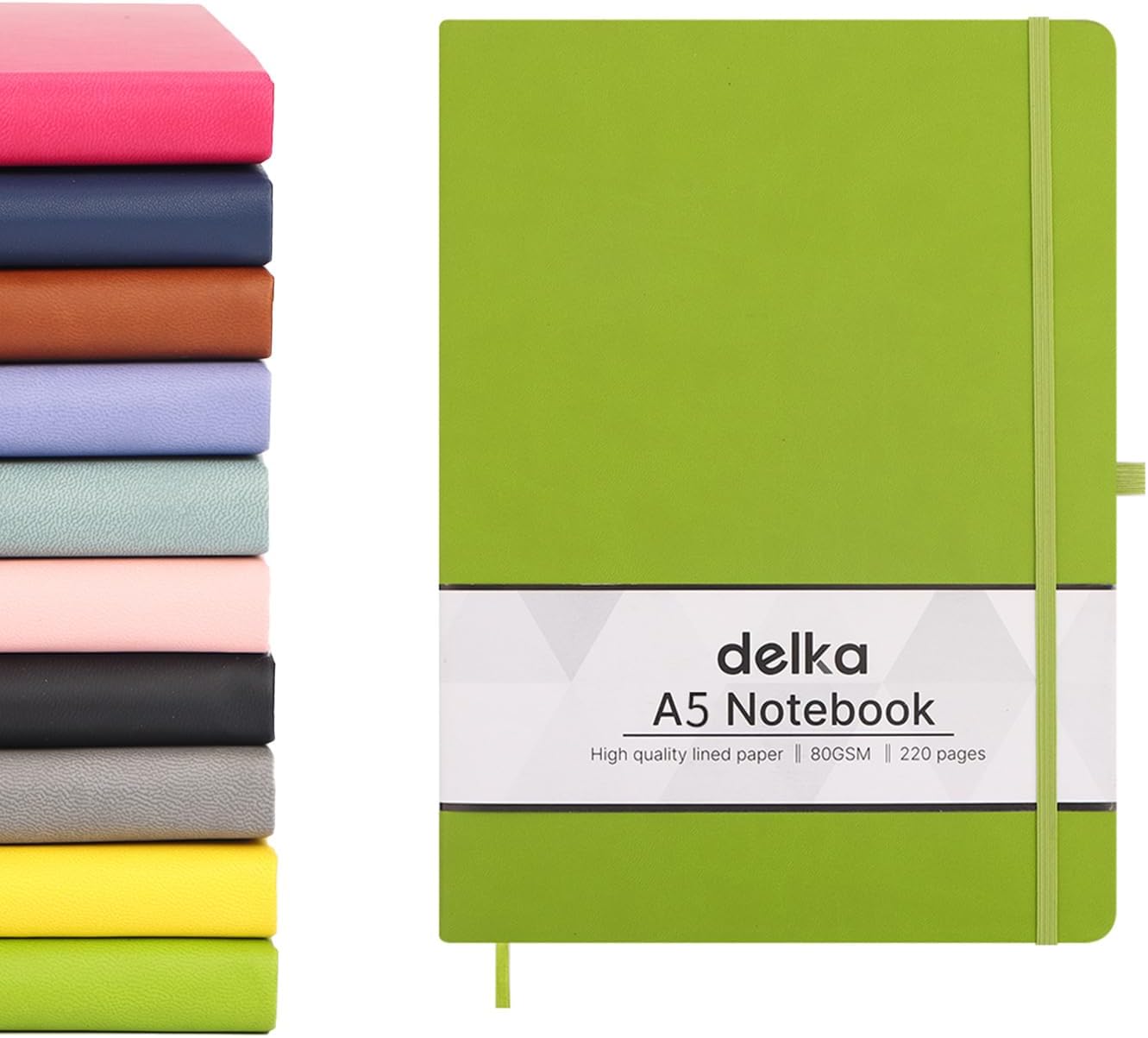 delka A5 Notebook – Lined Notepad Journal, Soft Cover Writing Pad for Office, School, College, Home & Business – Ideal for Note Taking, Daily Planning, Journaling & Study GREEN, Pack of 1