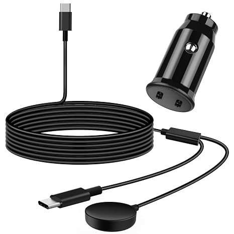 40W car Watch Charger, 2-in-1 Fast Charging Cable, Compatible with Samsung Watch 7/6/6 Classic/5 Pro/5/4/4 Classic/3 Active2/1 and GalaxyS24/S23/S22/21/20 Note/Z Fold 6(5FT)