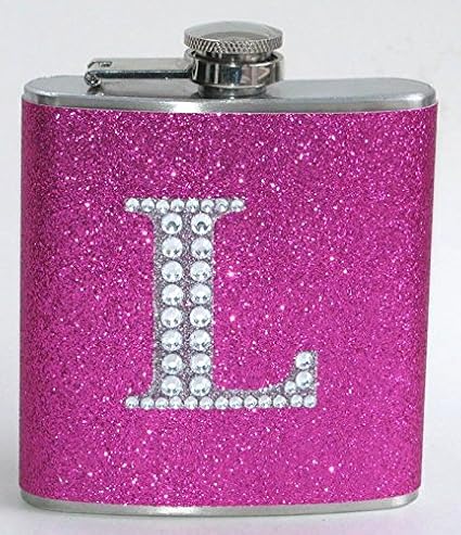 Your Color Choice Personalized Glitter Flasks Sparkly 8 oz Stainless Steel Liquor Hip Flask Gift