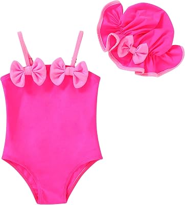 YOUNGER TREE Toddler Baby Girl Swimsuit Infant One Piece Bathing Suits with Hat Newborn Summer Beach Swimwear