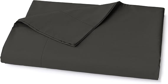 Lane Linen 100% Organic Cotton Queen Size Flat Sheet Only (90"x104") - Super Soft 100% Cotton Queen Flat Sheet - Lightweight & Durable Cotton Bed Sheet - Charcoal