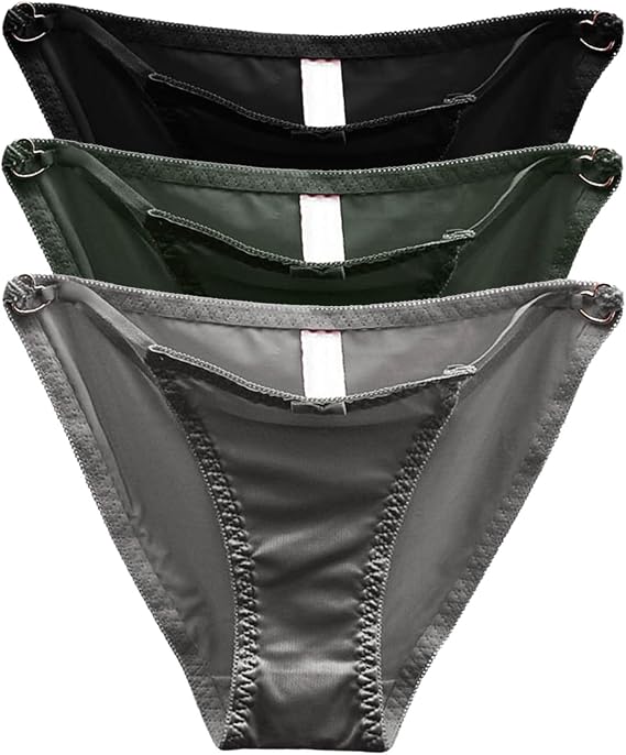 Sexy Satin Panties for Women Seamless Low Waist Bikini Briefs Hipster Lingerie Lady Cheeky Underwear 3 Pack