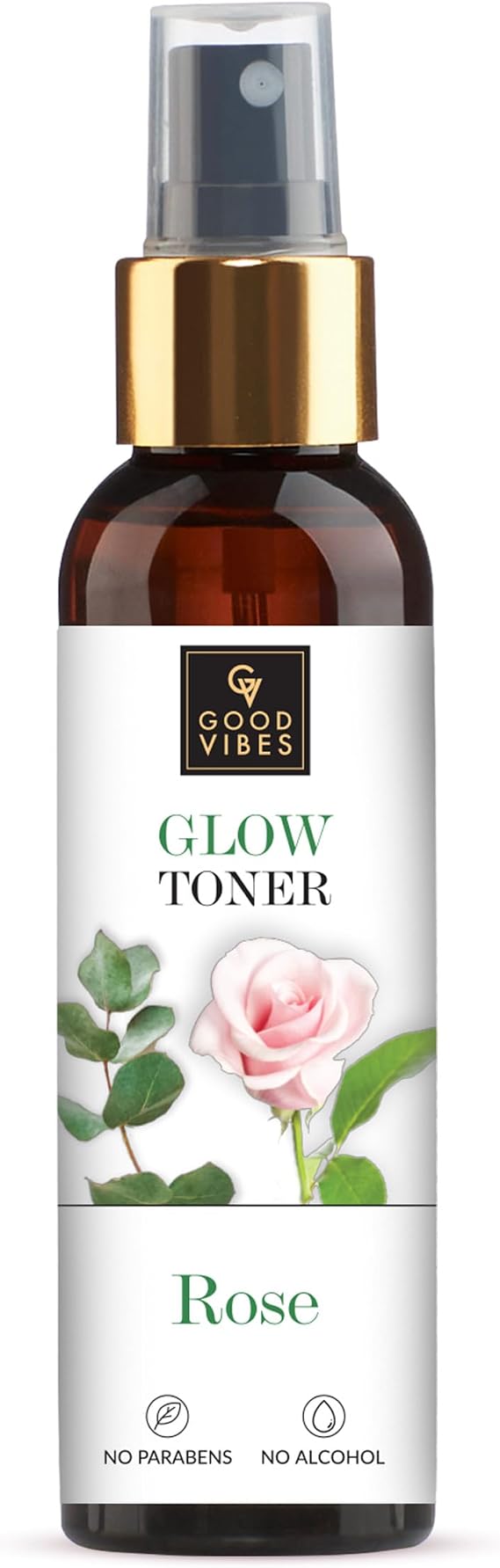 Good Vibes Rose Glow Face Toner Spray | Balances pH | Minimize Pores | Refreshing & Hydrating Facial Mist | Paraben & Alcohol Free | 4.06 Fl Oz/120ml