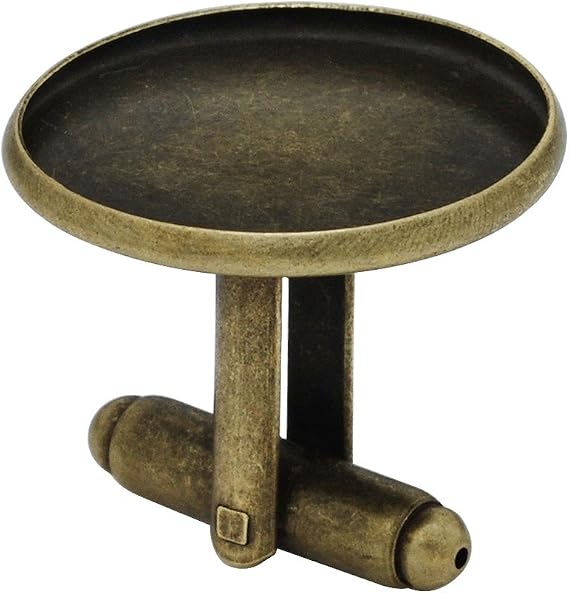 20PCS Cufflink Blanks with Round Bezel, fit 20mm round cabochons, cufflink settings, Antique Bronze