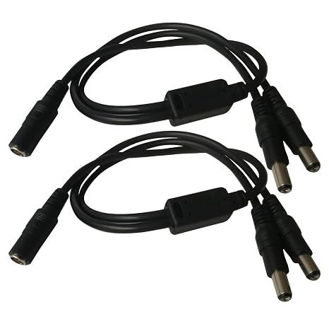 1 to 2 Way Power Splitter Pigtail Cable,1 Female to 2 Male Output Power Cable Splitter Y Adapter for CCTV Security Cameras,Accessories and Led Strip Lights, Black